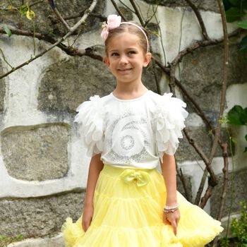 Girls White 6th Birthday T-Shirt