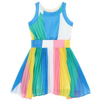 فستان بنات مخطط متعدد الألوان