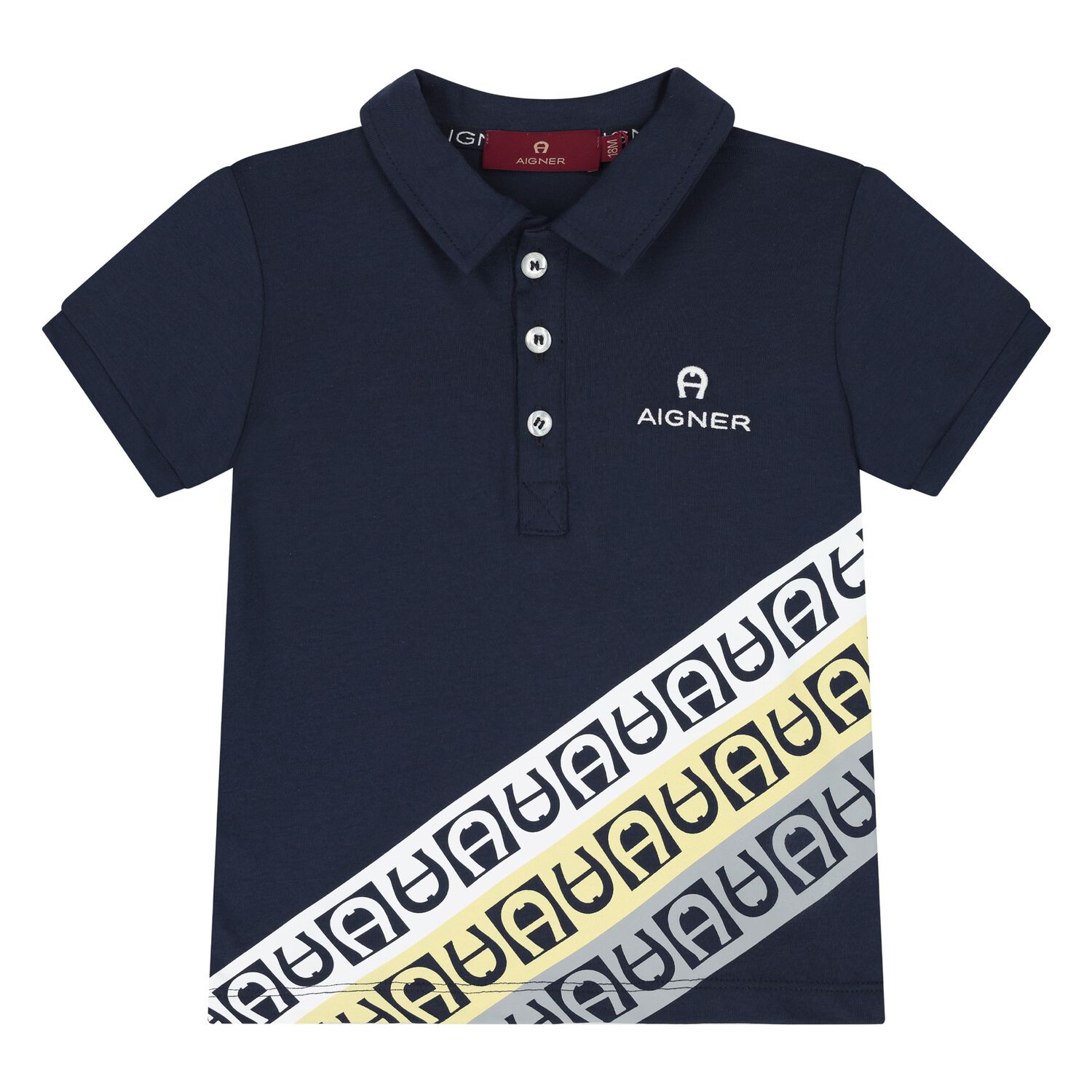 Younger Boys Navy Blue Logo Polo Shirt, 2, hi-res