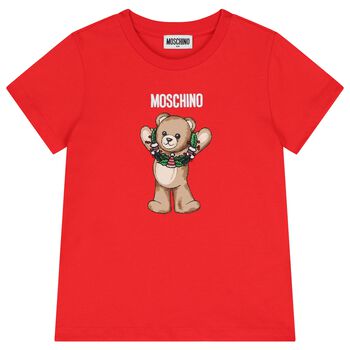 Red Christmas Teddy Bear Logo T-Shirt