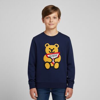 Boys Navy Teddy Logo Sweatshirt, 1 Boys Navy Teddy Logo Sweatshirt