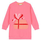 Girls Pink Logo Sweatshirt Dress, 2, hi-res