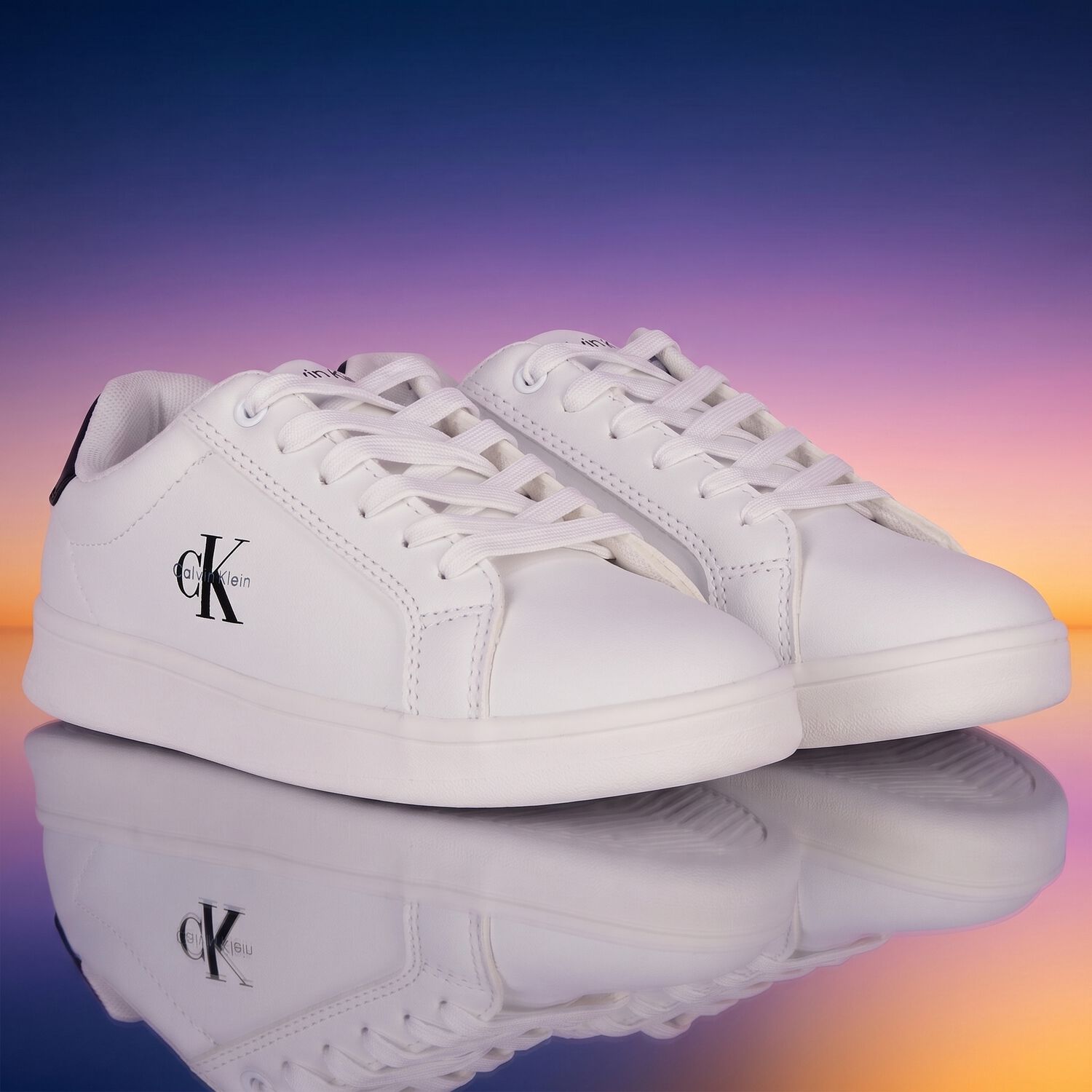 White & Black Logo Trainers, 2, hi-res