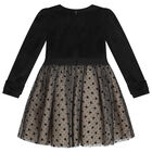 Girls Black Velvet & Tulle Dress, 1, hi-res