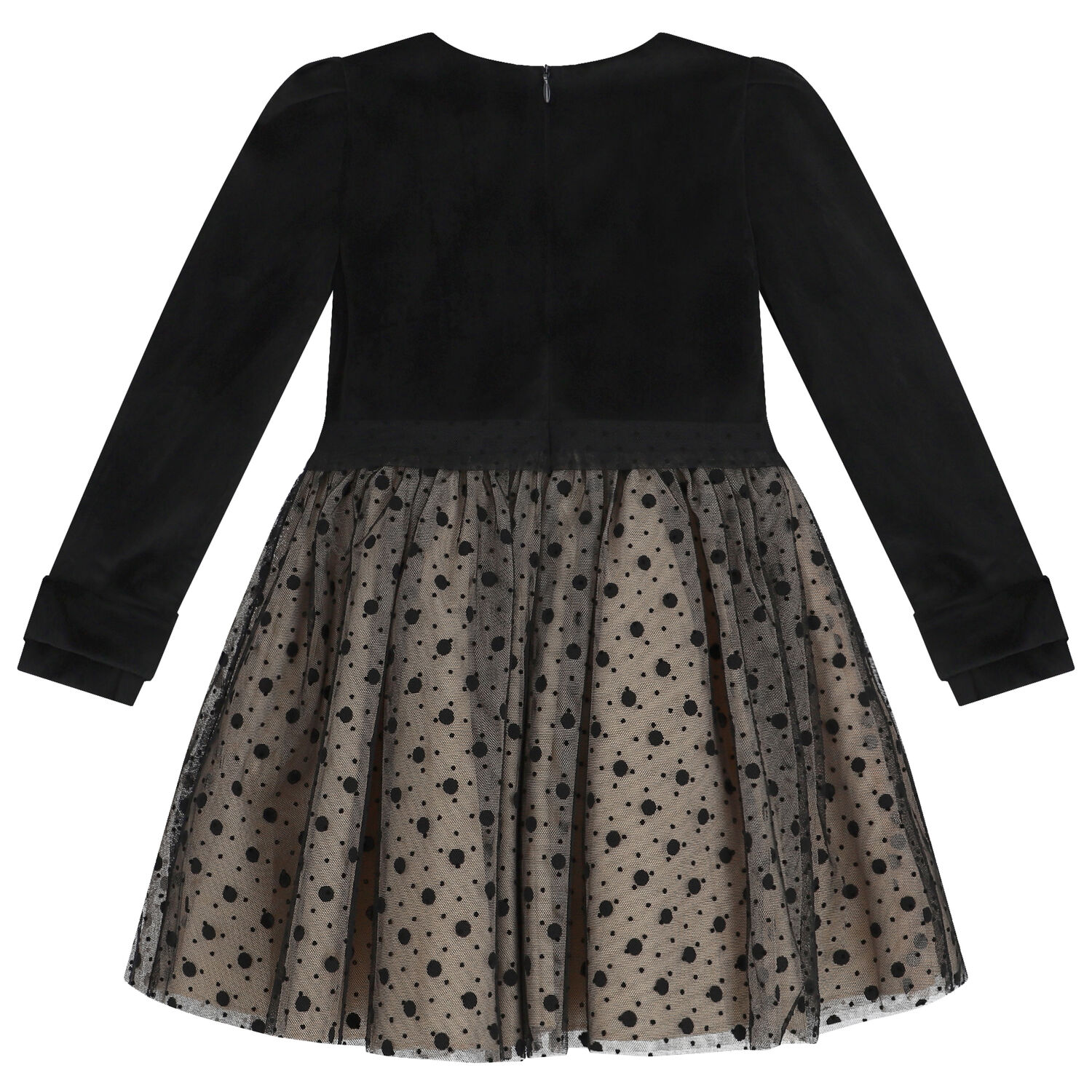 Girls Black Velvet & Tulle Dress, 1, hi-res