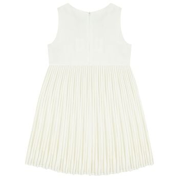 فستان بناتي عاجي اللون مزين بفيونكة