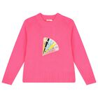 Girls Neon Pink Knitted Sweater, 1, hi-res