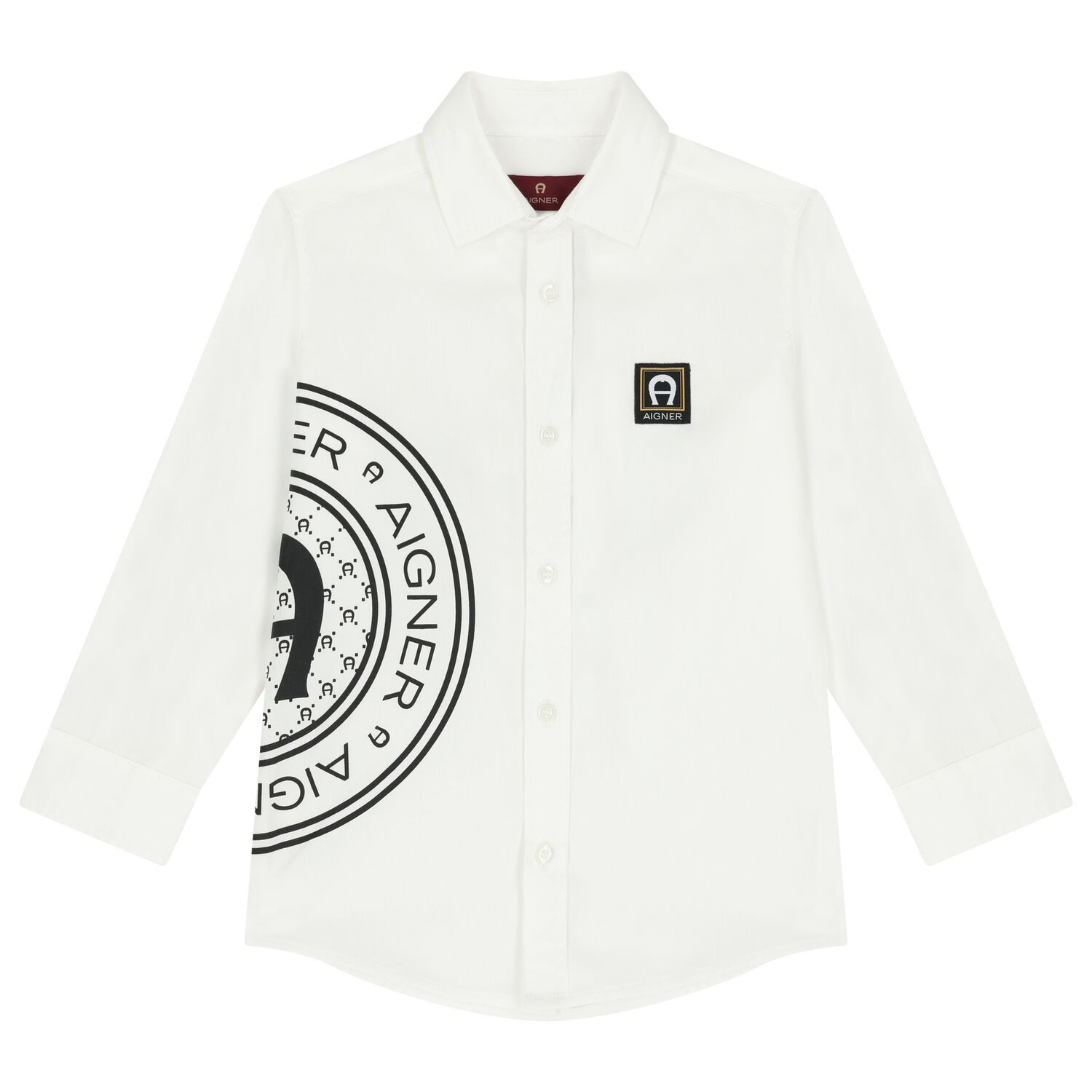 Boys White Logo Shirt, 1, hi-res