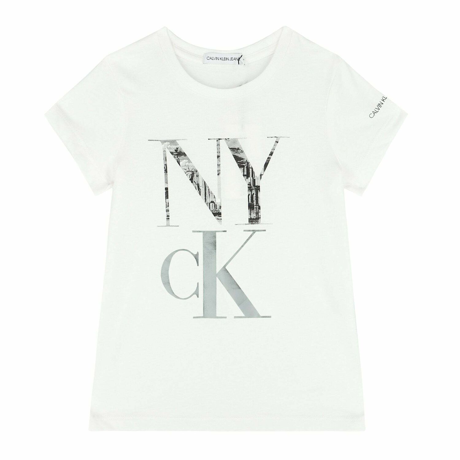 تيشيرت بالشعار باللون الابيض للبنات, 1, hi-res