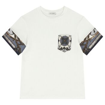 Boys White & Blue Logo T-Shirt