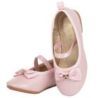 Younger Girls Pink Bow Leather Shoes, 1, hi-res