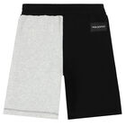 Boys Grey & Black Thunderbolt Shorts, 2, hi-res