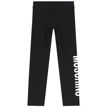 Girls Black Logo Leggings