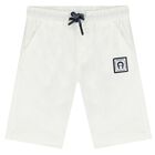 Younger Boys White Logo Shorts, 1, hi-res