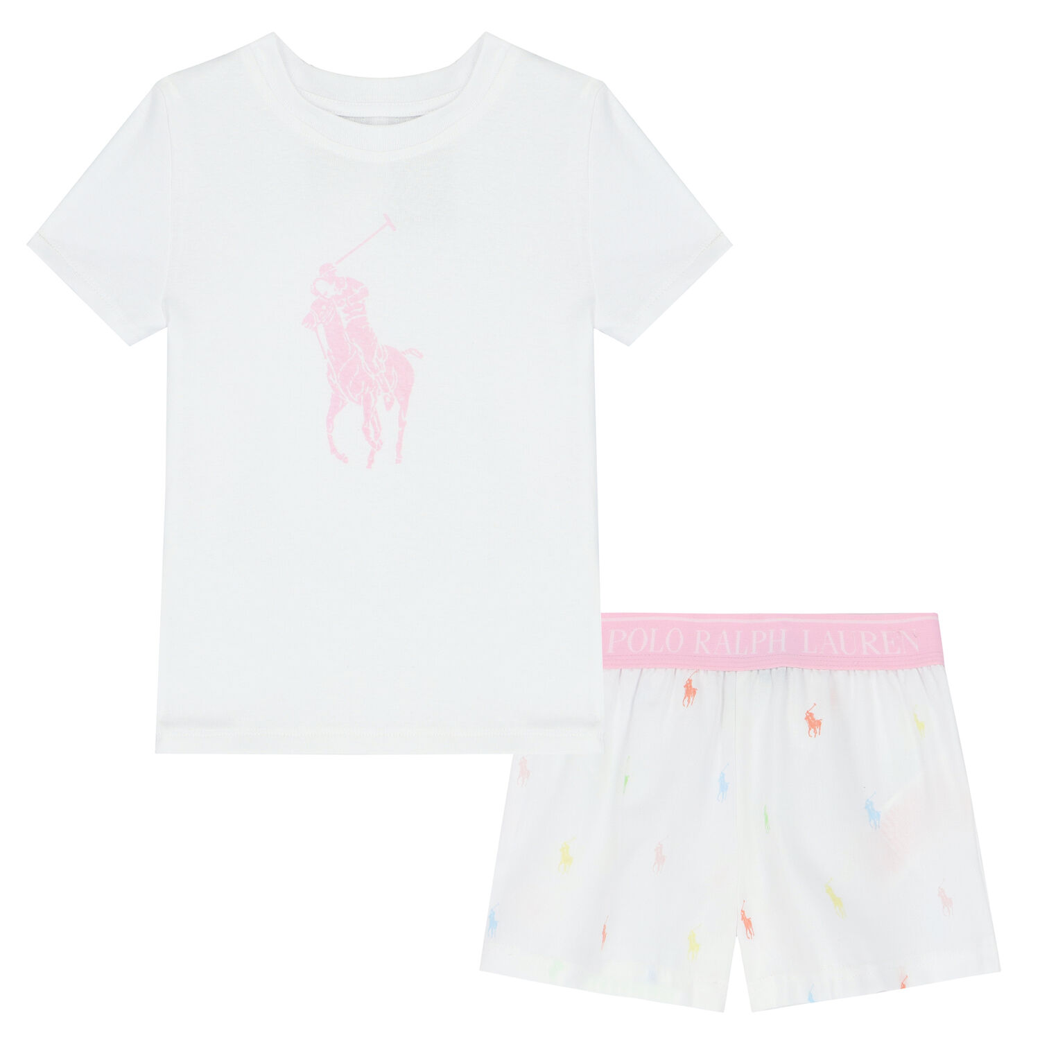 بيجاما بالشعار باللون الأبيض للبنات, 1, hi-res