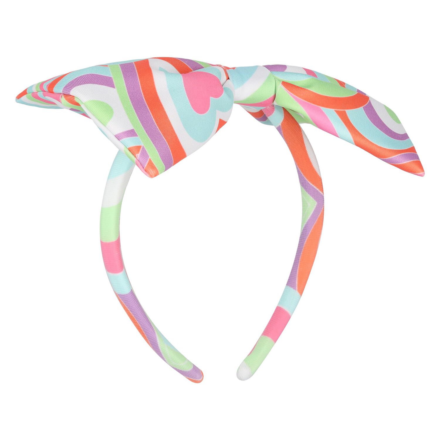 Girls Pink Abstrast Heart Print Hairband, 1, hi-res