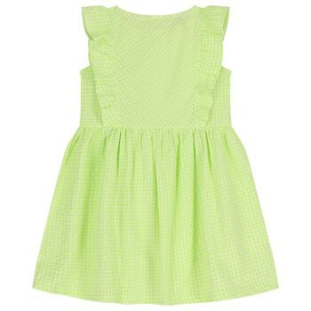 Girls Green & White Gingham Dress