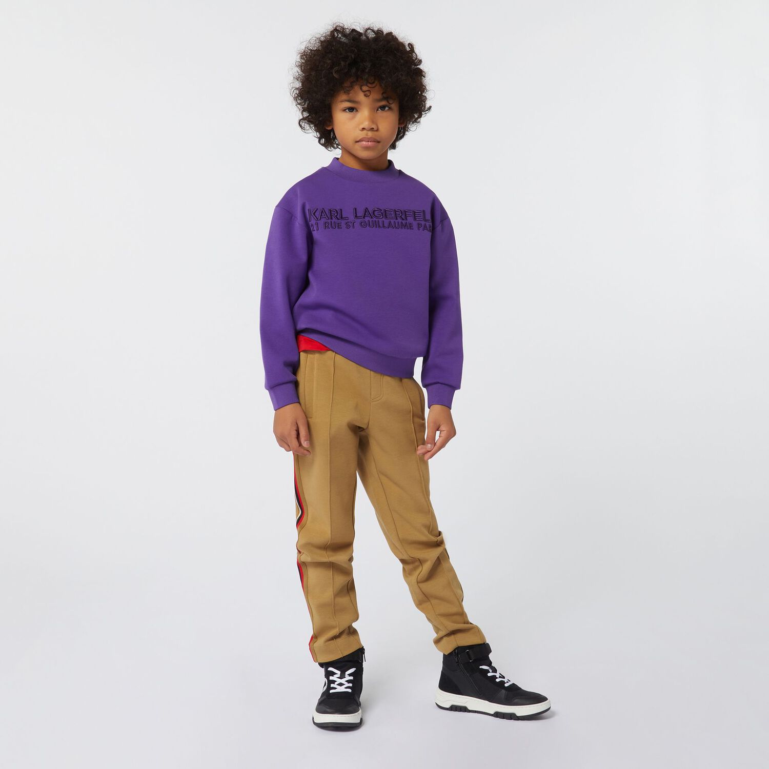 بنطلون أولاد رياضي بالشعار باللون البيج, 1, hi-res image number null