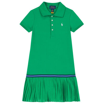Girls Green Logo Polo Dress
