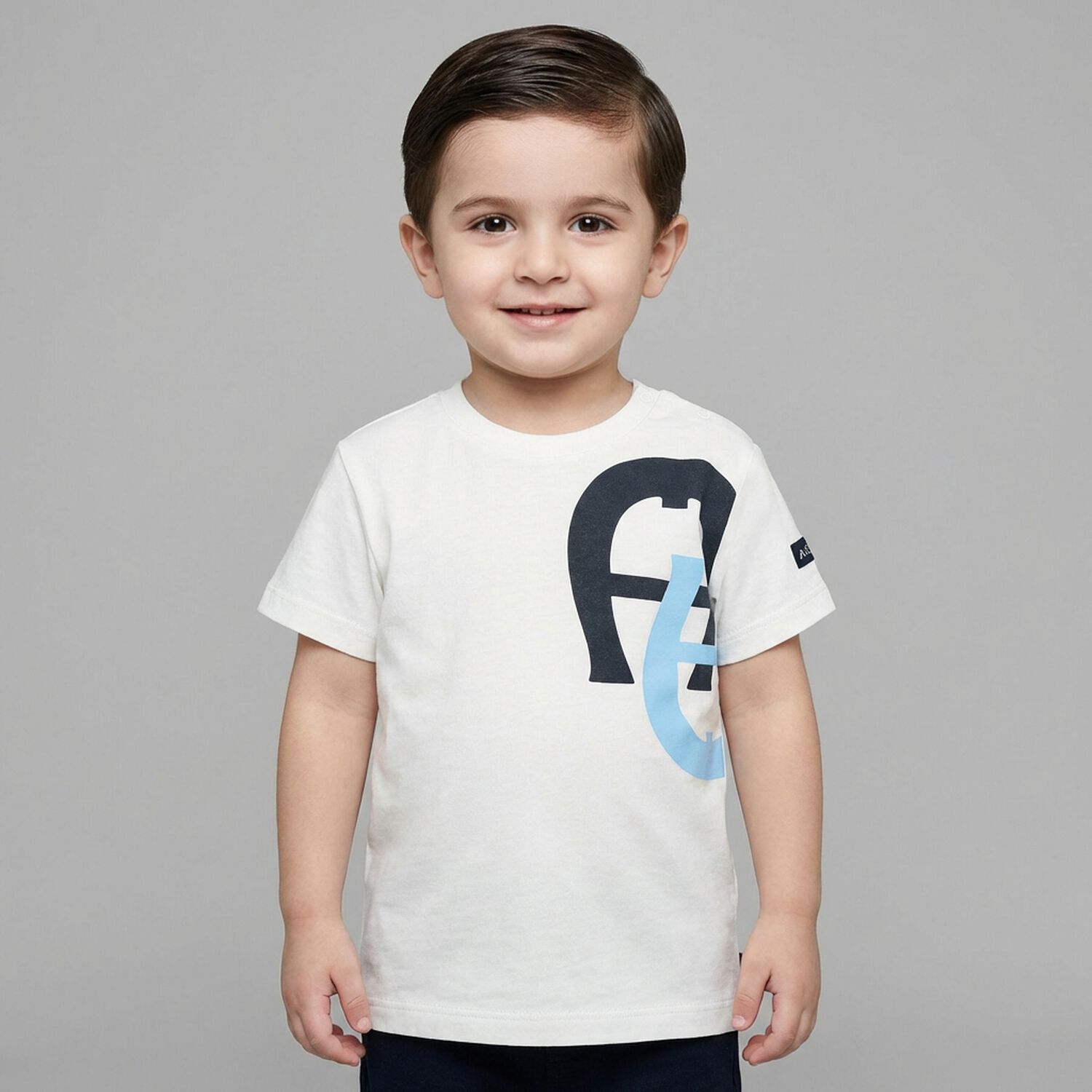 Younger Boys White Logo T-Shirt, 1, hi-res