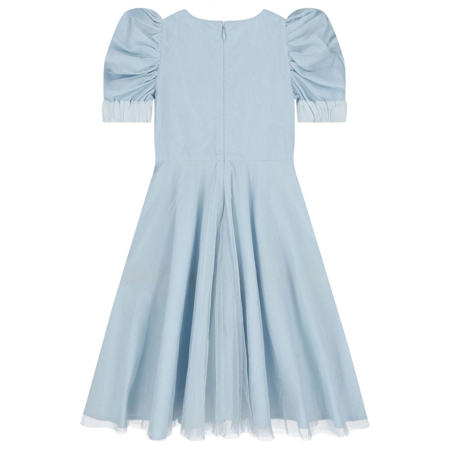 Girls Blue Embellished Crystal Tulle Dress, 1, hi-res