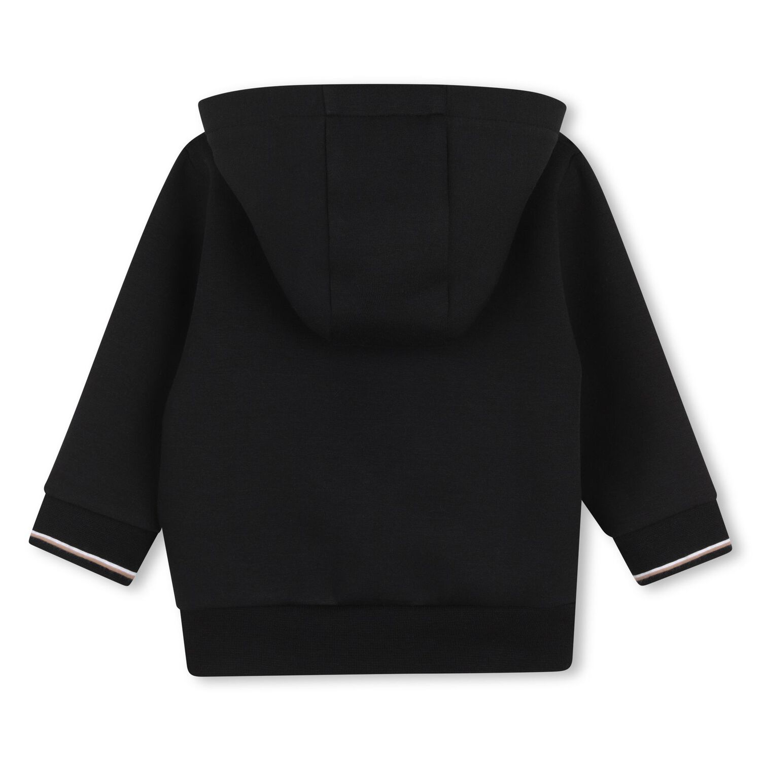 Younger Boys Black Logo Hooded Zip Up Top, 1, hi-res