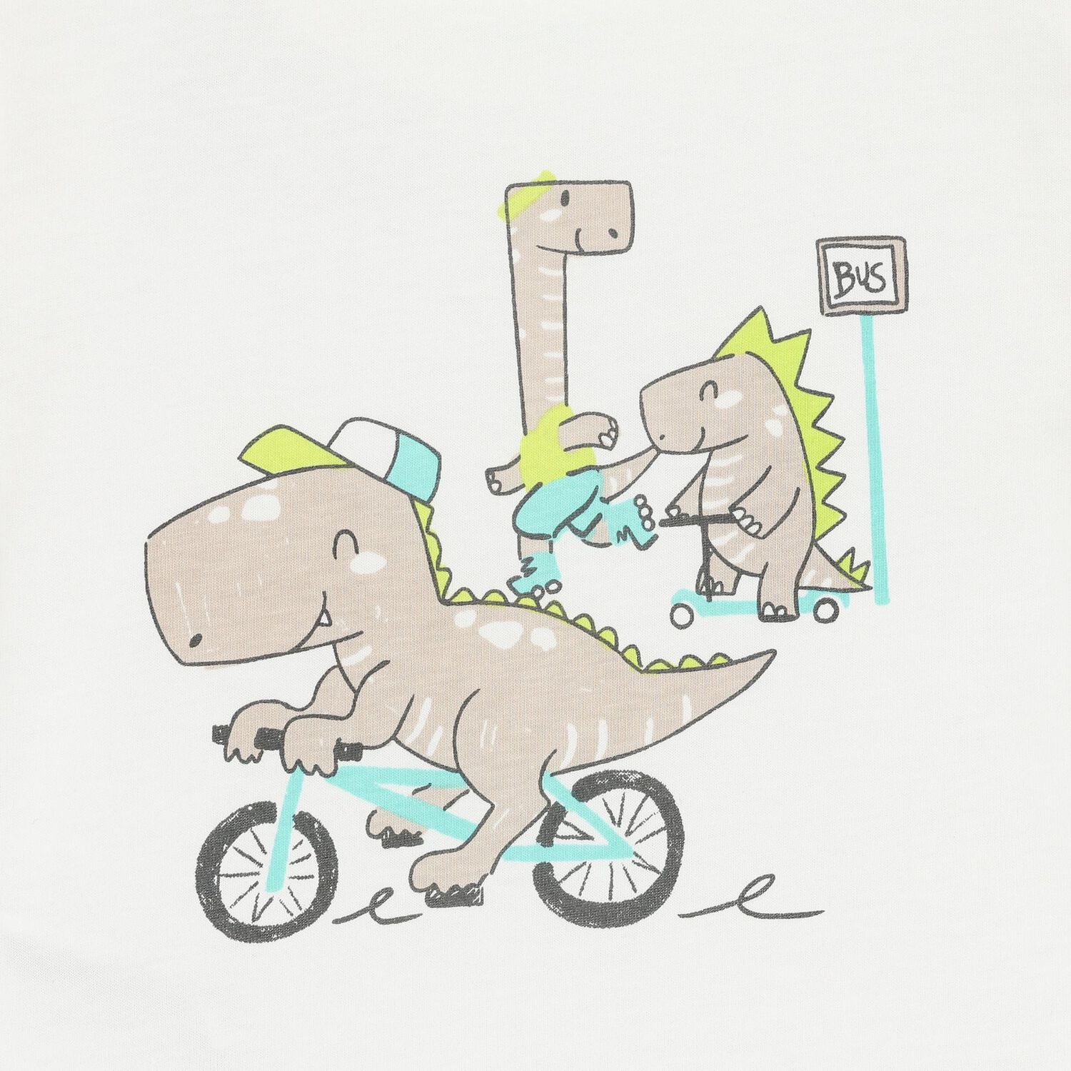 تي شيرت ديناصور عاجي اللون للأولاد الصغار, 3, hi-res