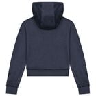 Girls Navy Blue Crystal Embellished Diamant&eacute; Logo Hooded Zip Up Top, 1, hi-res