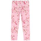 Girls Pink Logo Cherry Blossom Leggings, 1, hi-res