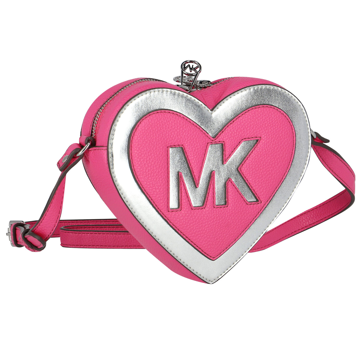 Girls Pink Heart Logo Shoulder Bag, 1, hi-res