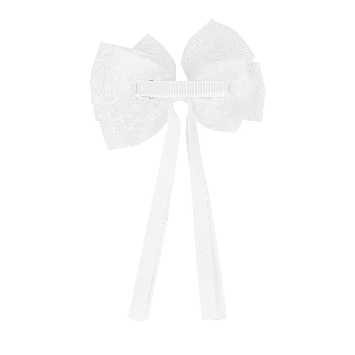 Girls White Bow Hair Clip, 2, hi-res