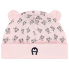 Baby Girls Pink Teddy Bear Hat, 1, hi-res