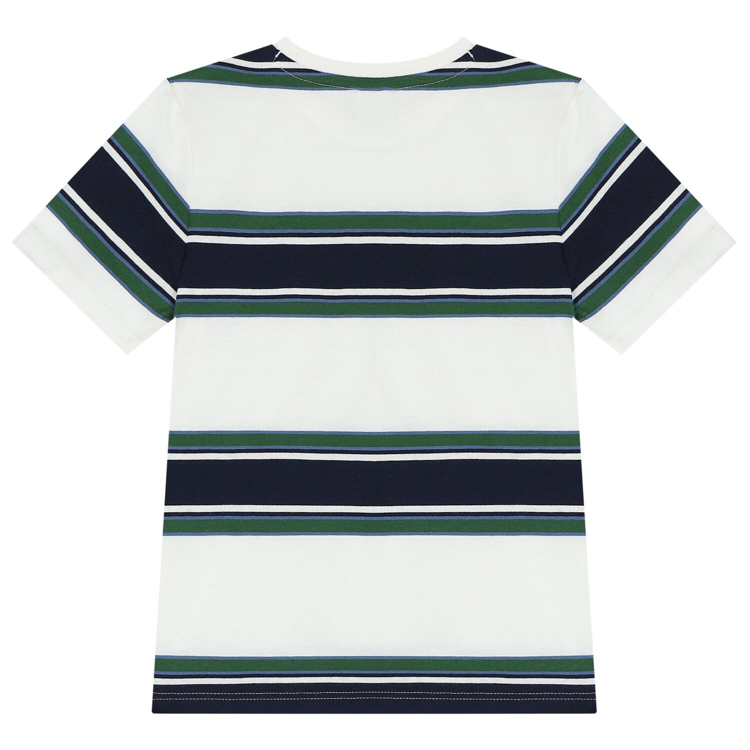 Boys White, Navy & Green Striped T-Shirt, 1, hi-res
