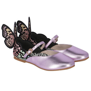 Girls Metallic Purple Ballerina Shoes