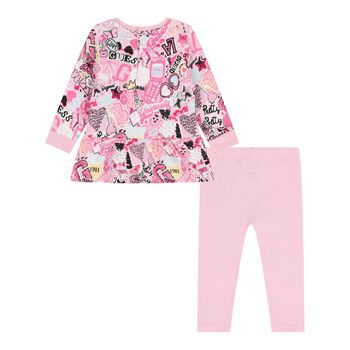 Baby Girls Pink Logo Leggings Set