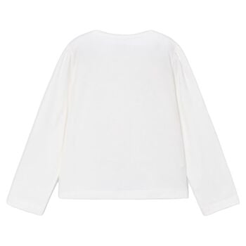 Girls White Floral Long Sleeve Top