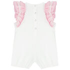 Baby Girls White Minnie Mouse Romper, 1, hi-res