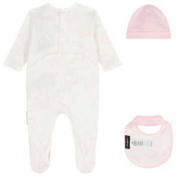 Baby Girls Pink & White Choupette Babygrow Gift Set