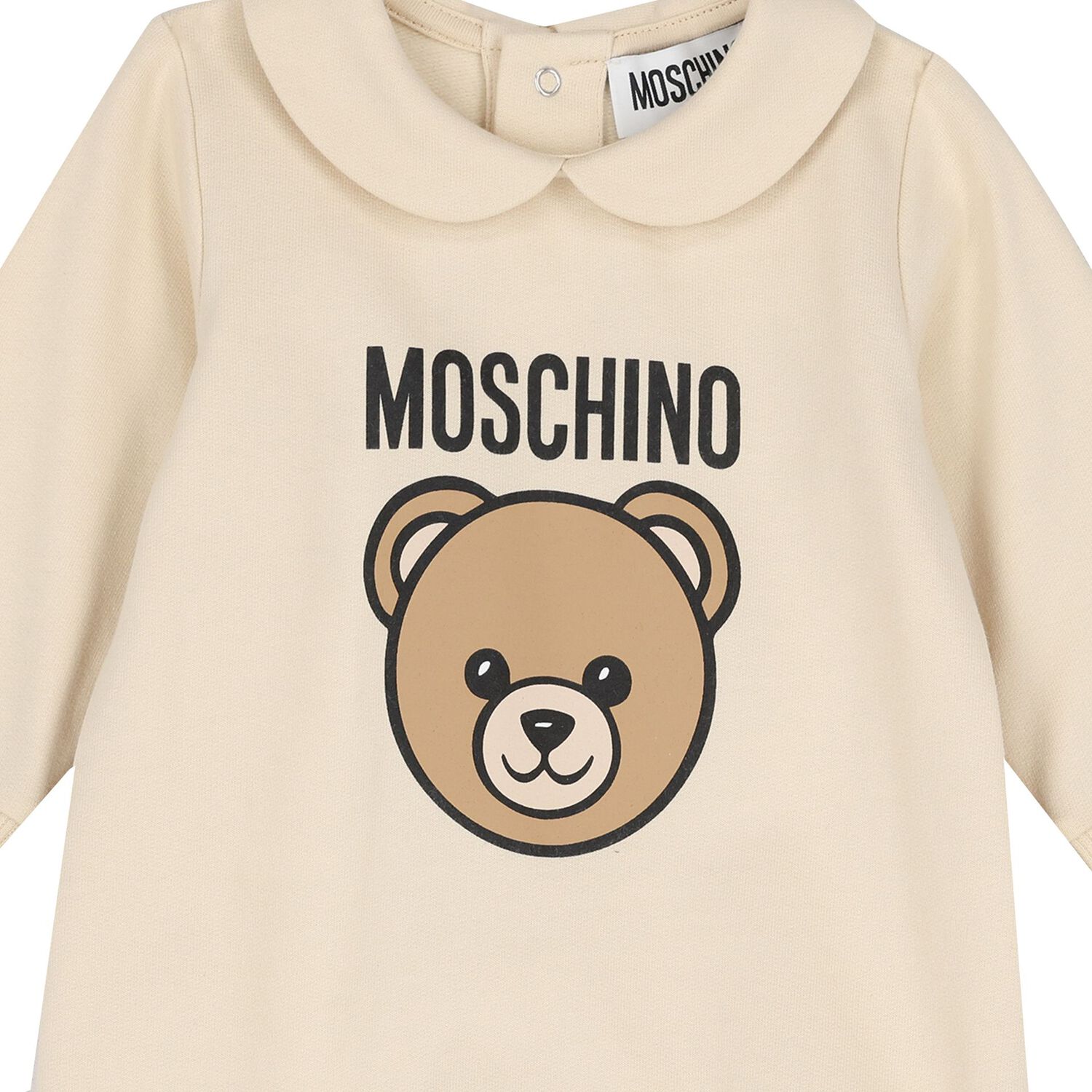 Beige Teddy Bear Logo Babygrow, 1, hi-res