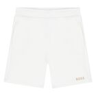 Younger Boys White Logo Shorts, 1, hi-res