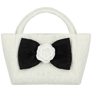 Girls Ivory & Black Bow Bag