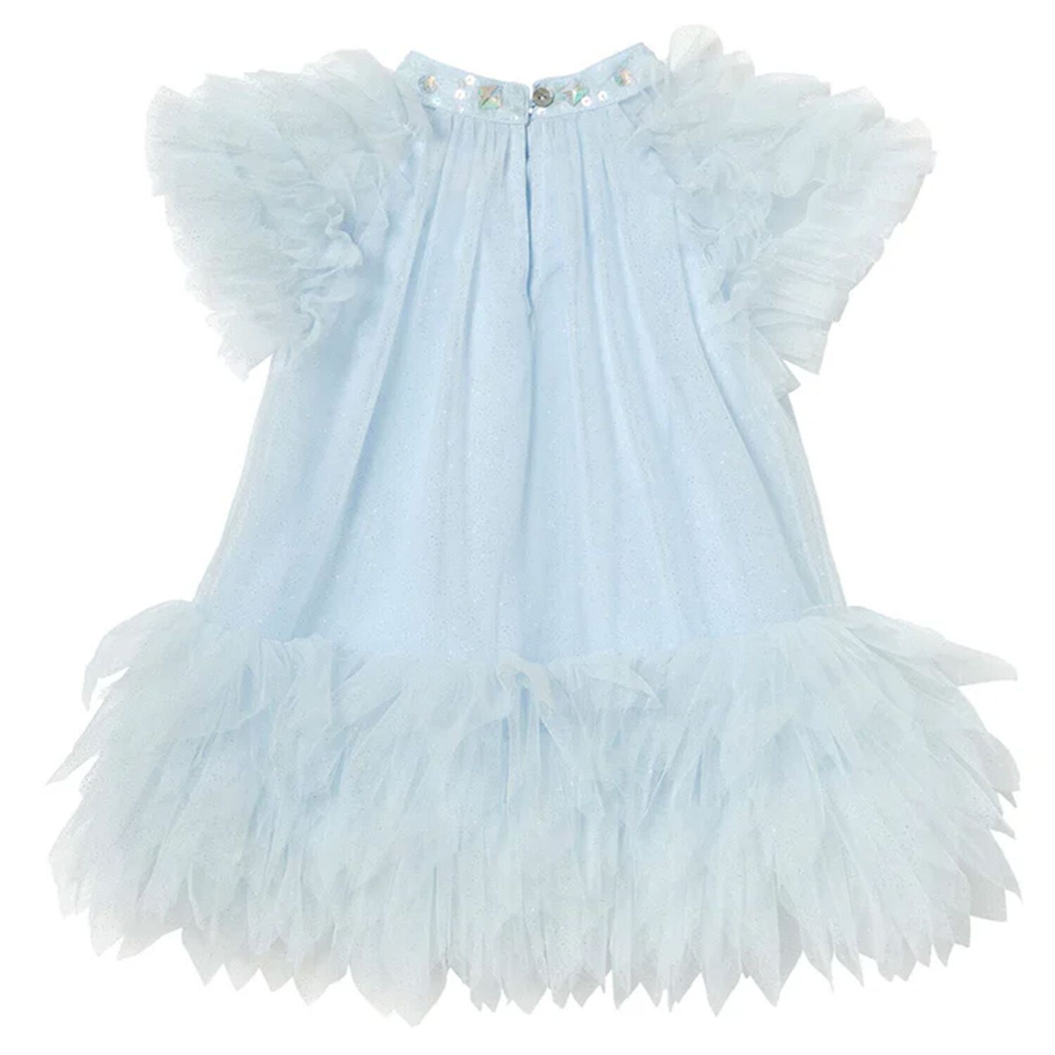 Baby Girls Blue Embellished Tulle Dress Set, 1, hi-res