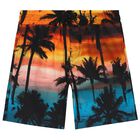 Boys Orange & Blue Palm Tree Shorts, 1, hi-res