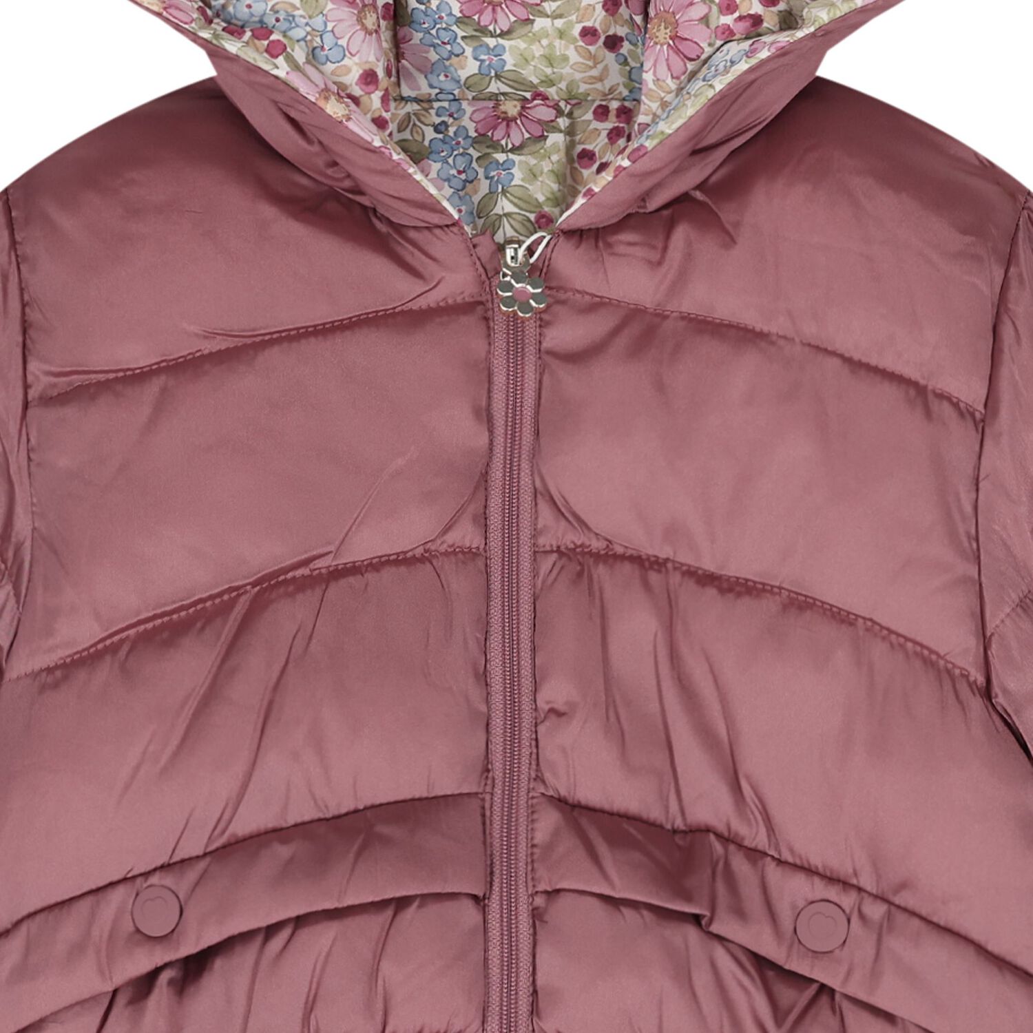 Younger Girls Rose Gold & Pink Floral Reversible Coat, 1, hi-res