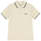 Boys Mini Me Ivory Logo Polo Shirt, 3, hi-res