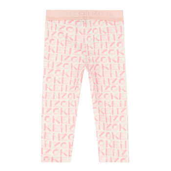 Younger Girls Pink Logo Leggings