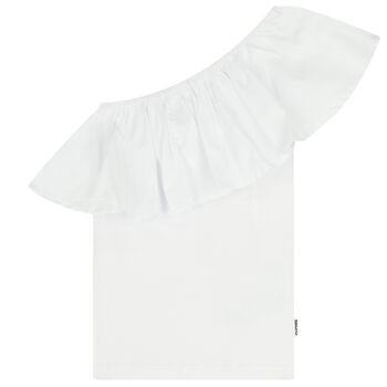 Girls White One Shoulder Top