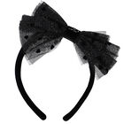 Girls Black Tulle Bow Headband, 1, hi-res