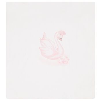 Baby Girls White & Pink Swan Blanket
