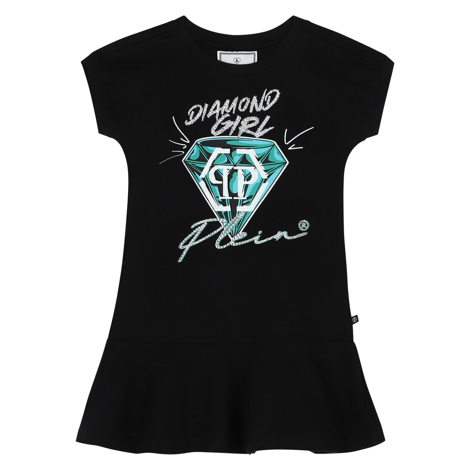 Girls Black Diamond Dress, 1, hi-res